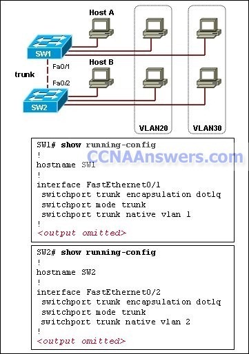 Configure the same native VLAN on both ends of the trunk thumb CCNA 3 Final Exam Answers 2012